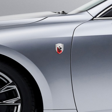 Alfa Romeo Silicone Car Decal Badge Grey Base Red and White Ribbon Logo 