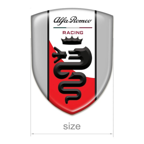 Alfa Romeo Silicone Car Decal Badge Grey Base Red and White Ribbon Logo 