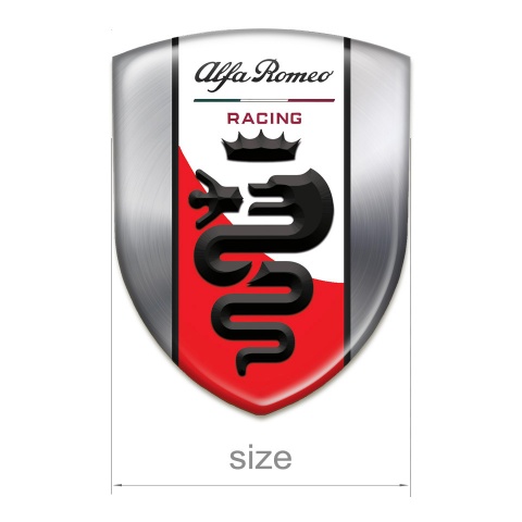 Alfa Romeo Silicone Badge Silver Base Red and White Ribbon Logo 
