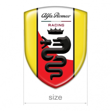 Alfa Romeo Emblem Badge Logo Yellow Base Red White Stripe Logo 