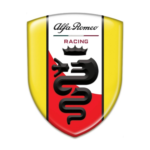 Alfa Romeo Emblem Badge Logo Yellow Base Red White Stripe Logo 
