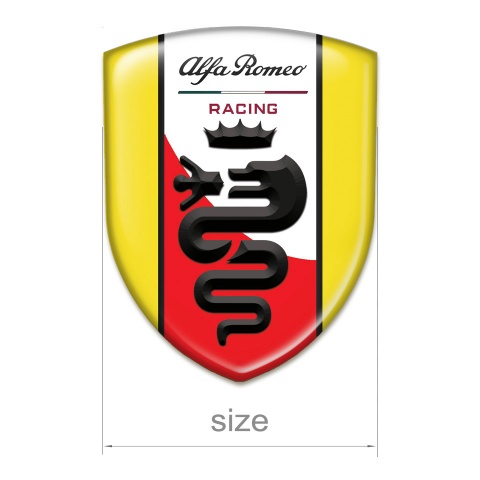 Alfa Romeo Emblem Badge Logo Yellow Base Red White Stripe Logo 