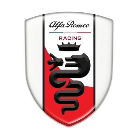 Alfa Romeo Domed Emblem White Base Red White tape Logo 