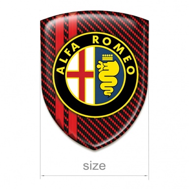 Alfa Romeo Silicone Emblem Red Carbon with Red Lines Base Classic Logo 