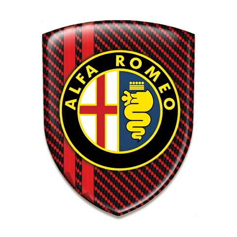 Alfa Romeo Silicone Emblem Red Carbon with Red Lines Base Classic Logo 