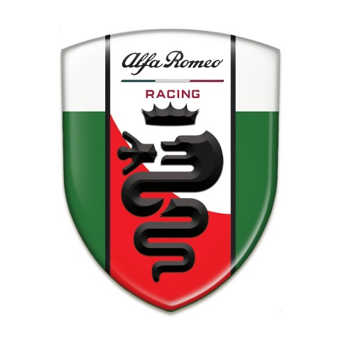 Alfa Romeo 3D Gel Emblem Green White Base Red White Stripe Logo 