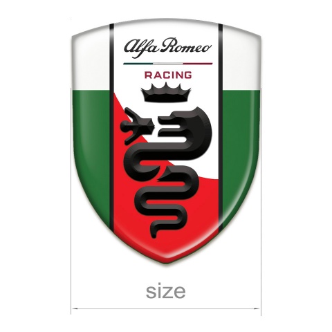 Alfa Romeo 3D Gel Emblem Green White Base Red White Stripe Logo 