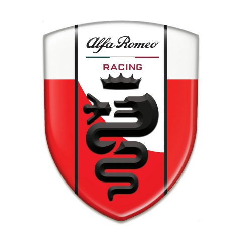 Alfa Romeo Resin Sticker Red White Base Black Logo 