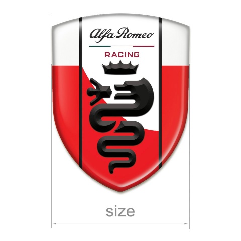 Alfa Romeo Resin Sticker Red White Base Black Logo 