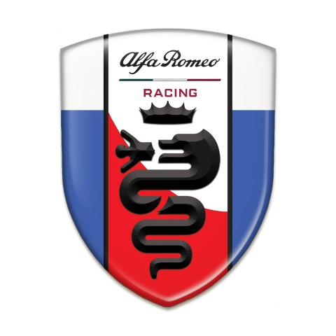 Alfa Romeo 3D Gel Emblem Blue White Base Red White Stripe Logo 