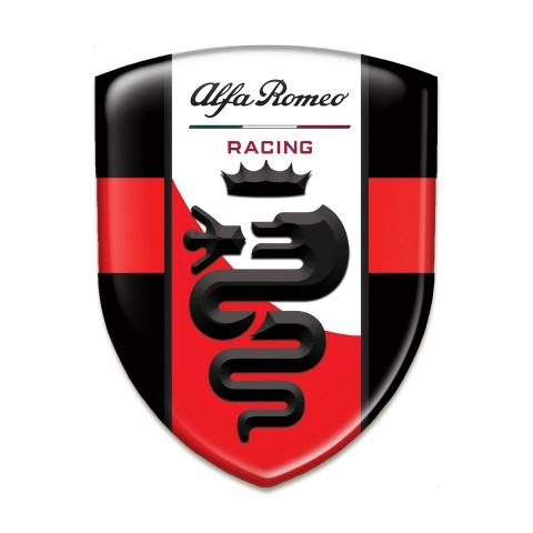 Alfa Romeo Emblem Interior Black With Red Tape Base Black Logo 