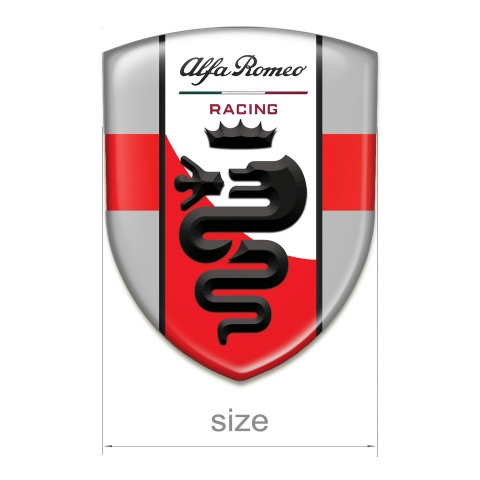Alfa Romeo Tuning Badge  Grey With Red Tape Print and Black Logo 