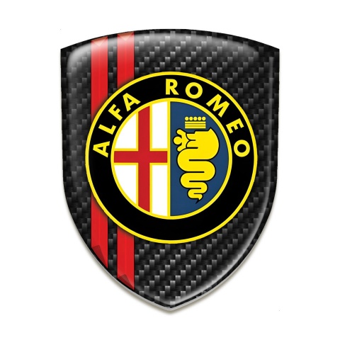 Alfa Romeo Silicone Badge Dark Carbon With Red Lines Base Classic Logo 