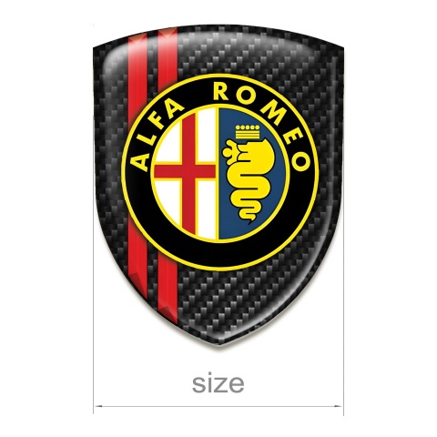 Alfa Romeo Silicone Badge Dark Carbon With Red Lines Base Classic Logo 