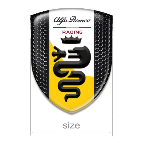 Alfa Romeo Domed Emblem Perforated Steel  with Yellow White Ribbon Design 