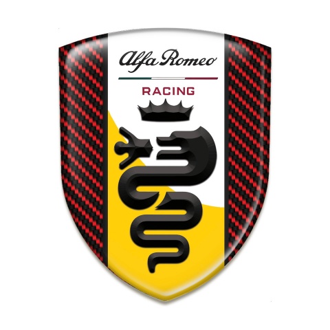 Alfa Romeo Silicone Emblem Red Carbon with Yellow White Ribbon Design 