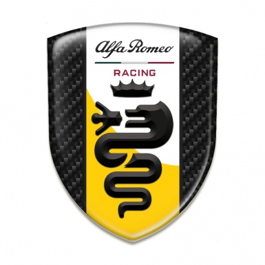 Alfa Romeo Resin Sticker Black Carbon with Yellow White Ribbon Design 