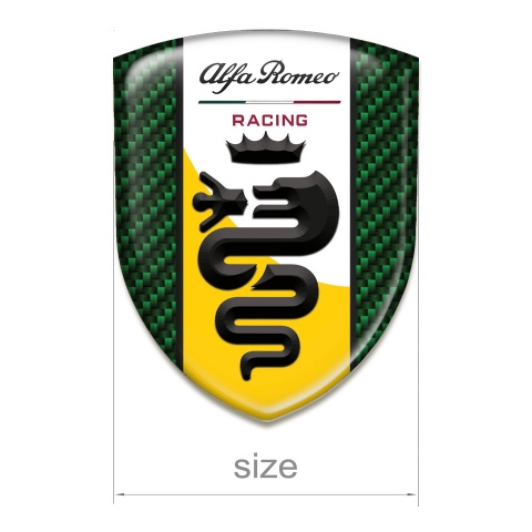 Alfa Romeo 3D Gel Emblem Green Carbon with Yellow White Ribbon Design 