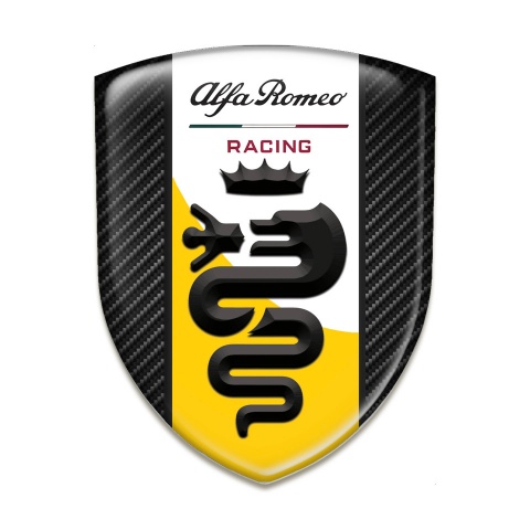 Alfa Romeo Emblem Exterior Black Fibers with Yellow White Tape Design 