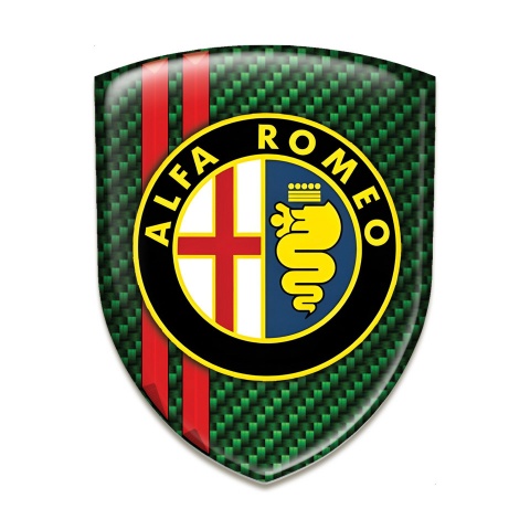 Alfa Romeo Emblem Interior Green Carbon with Red Lines Base Classic Logo 