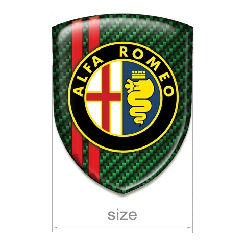 Alfa Romeo Emblem Interior Green Carbon with Red Lines Base Classic Logo 
