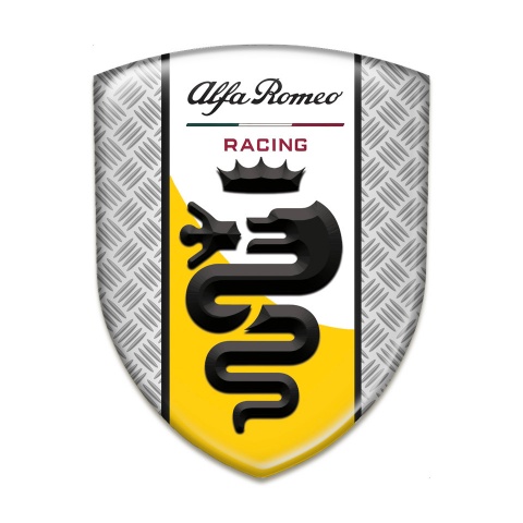 Alfa Romeo Tuning Badge Mesh Effect with Yellow White Tape Design 