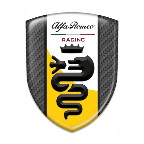 Alfa Romeo Car Accessories Badge Carbon with Yellow White Tape Design 