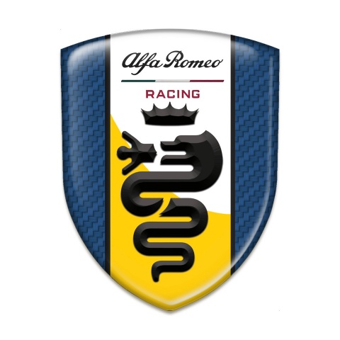 Alfa Romeo Self Adhesive Car logo Emblem Navy Blue carbon with Yellow White design 
