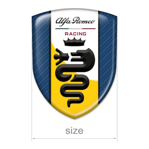 Alfa Romeo Self Adhesive Car logo Emblem Navy Blue carbon with Yellow White design 