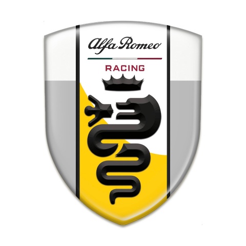 Alfa Romeo Car Interior Badge Grey White base with Yelloy White Stripes logo 
