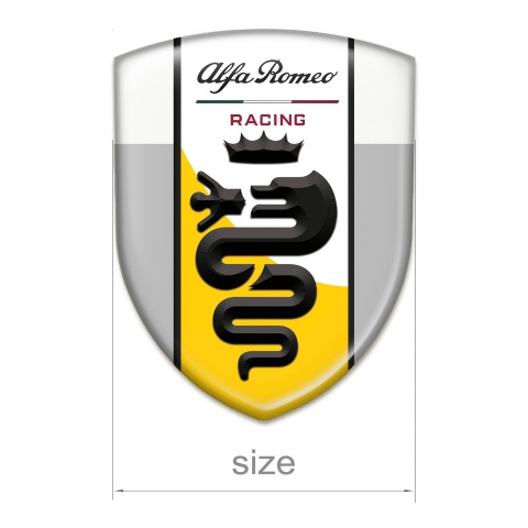 Alfa Romeo Car Interior Badge Grey White base with Yelloy White Stripes logo 