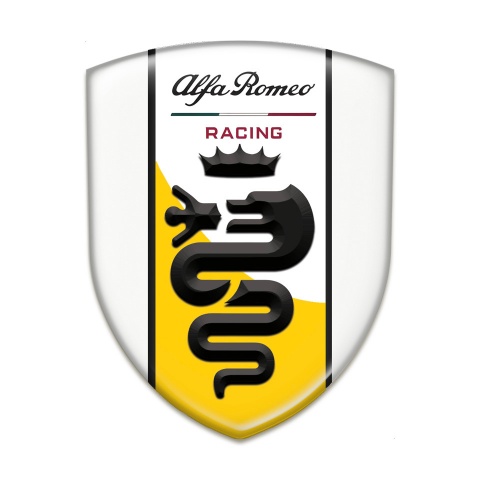 Alfa Romeo Silicone Badge White With Yellow White Ribbon Design 