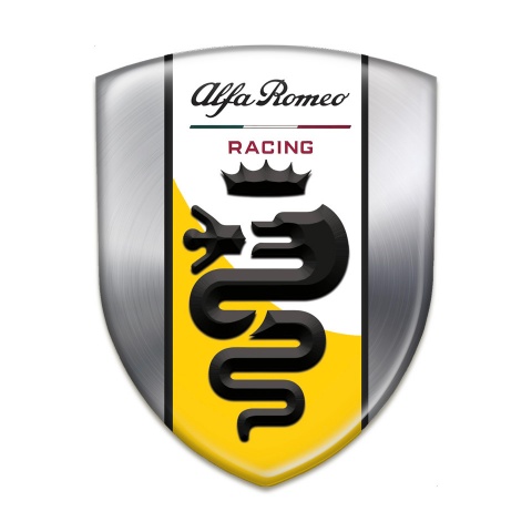 Alfa Romeo Domed Emblem Silver with Yellow White Tape Design 