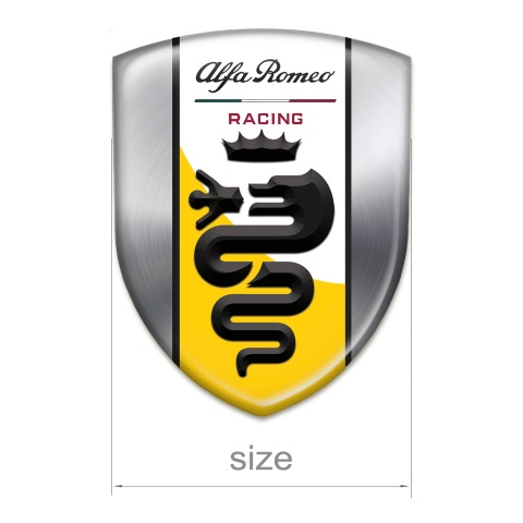 Alfa Romeo Domed Emblem Silver with Yellow White Tape Design 