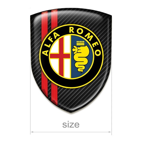 Alfa Romeo Silicone Emblem Black Fibers with Red Lines print Classic Logo