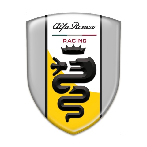 Alfa Romeo Resin Sticker Grey with Yellow White Design 