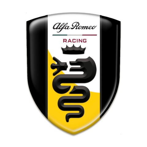 Alfa Romeo 3D Gel Emblem Black with Yellow White Tape Design 