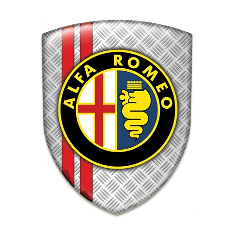 Alfa Romeo Tuning Emblem Mesh Effect with Red Lines base Classic Logo 