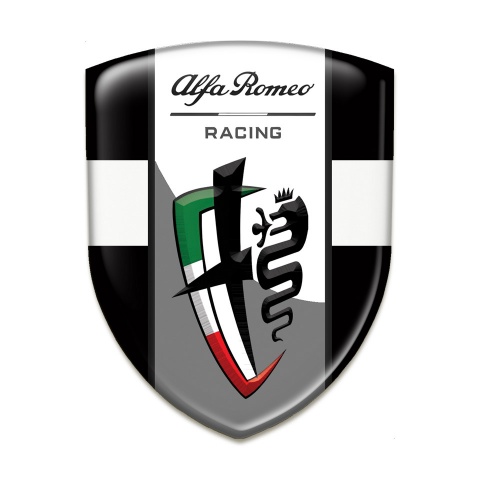 Alfa Romeo Self Adhesive Car logo Emblem Black with White tape edition New Logo Style 