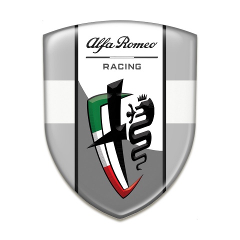 Alfa Romeo Car Interior Badge Gray with White Ribbon Edition New Logo Style 