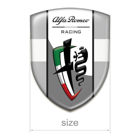 Alfa Romeo Car Interior Badge Gray with White Ribbon Edition New Logo Style 