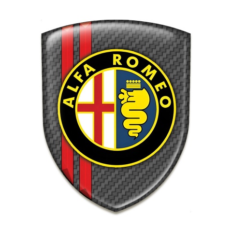 Alfa Romeo Emblem Badge Logo Carbon with Red Lines Base Classic Logo 