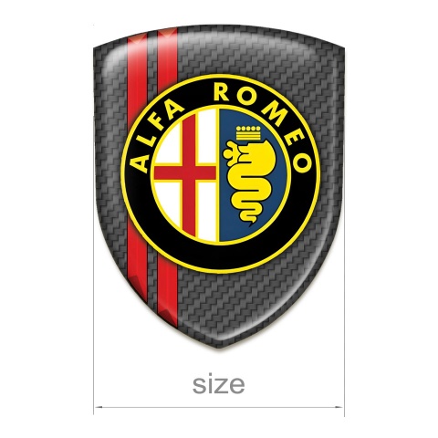 Alfa Romeo Emblem Badge Logo Carbon with Red Lines Base Classic Logo 
