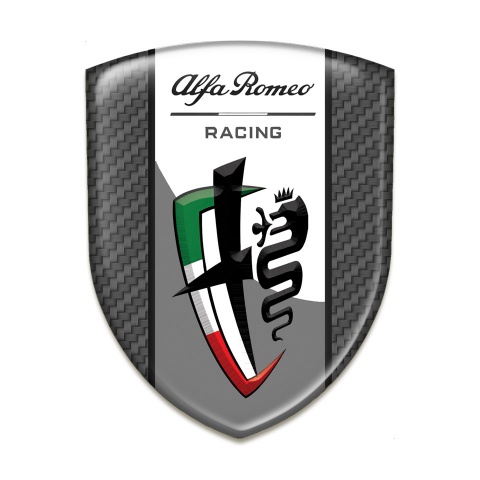 Alfa Romeo Tuning Emblem Carbon Base Grey White Logo Tape 