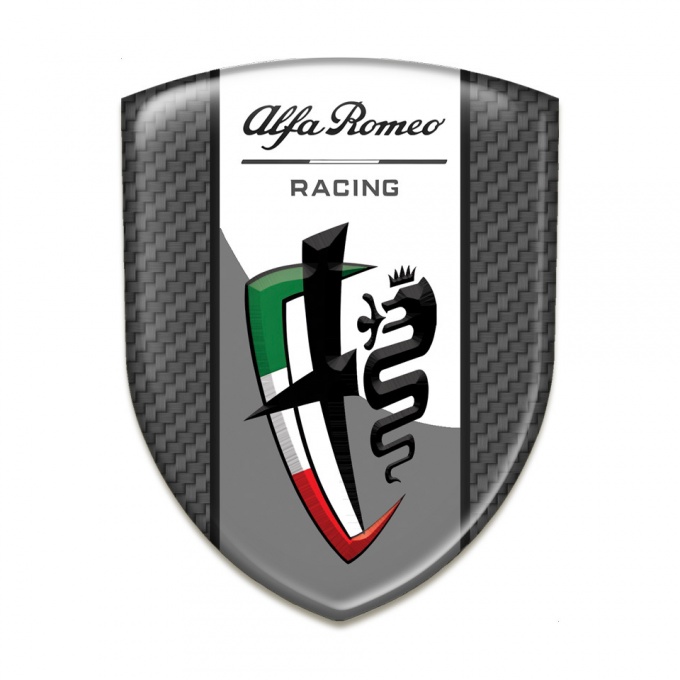 Alfa Romeo Tuning Emblem Carbon Base Grey White Logo Tape 