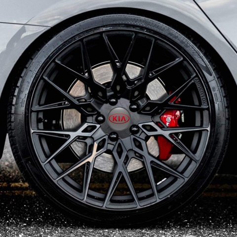 Kia Silicone Stickers Center Hub Red Emblem