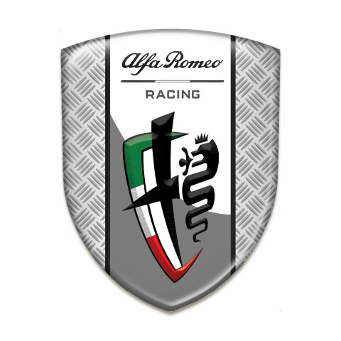 Alfa Romeo Self Adhesive Emblem Logo Mesh Effect Background Grey White Logo Tape 