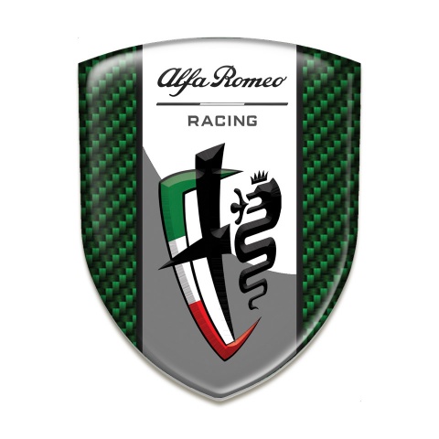 Alfa Romeo Silicone Emblem Green Carbon Background Grey White Logo Tape 