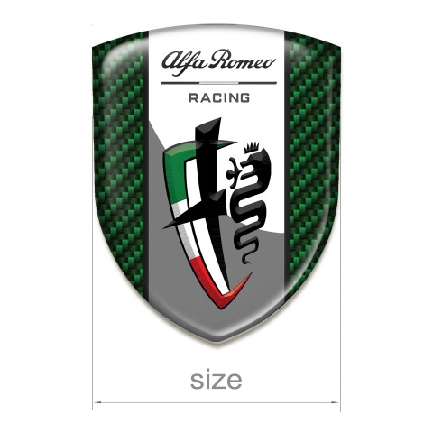 Alfa Romeo Silicone Emblem Green Carbon Background Grey White Logo Tape 
