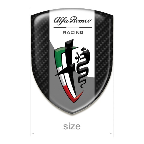 Alfa Romeo 3D Gel Emblem Dark Carbon Background Grey White Logo Tape